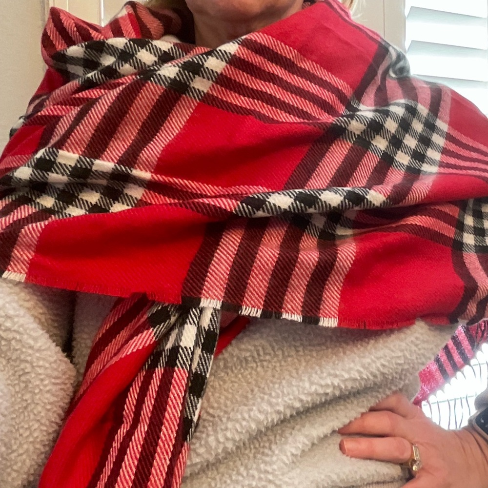 NWT Banana Republic Red and Black Plaid Scarf